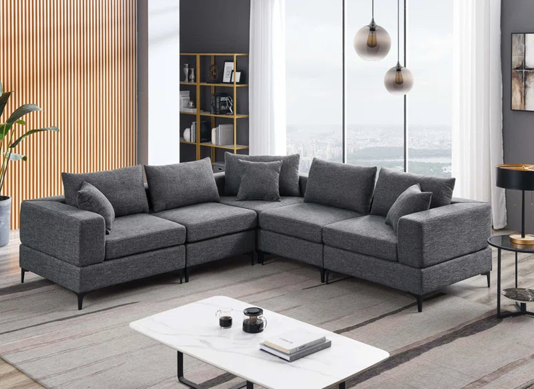 Quintara 5 - Piece Upholstered Sectional Corduroy Couch