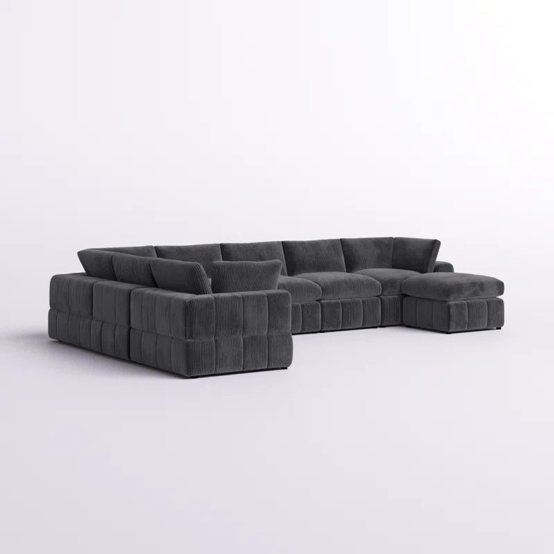 Aneea 8 - Piece Upholstered Sectional Corduroy Couch