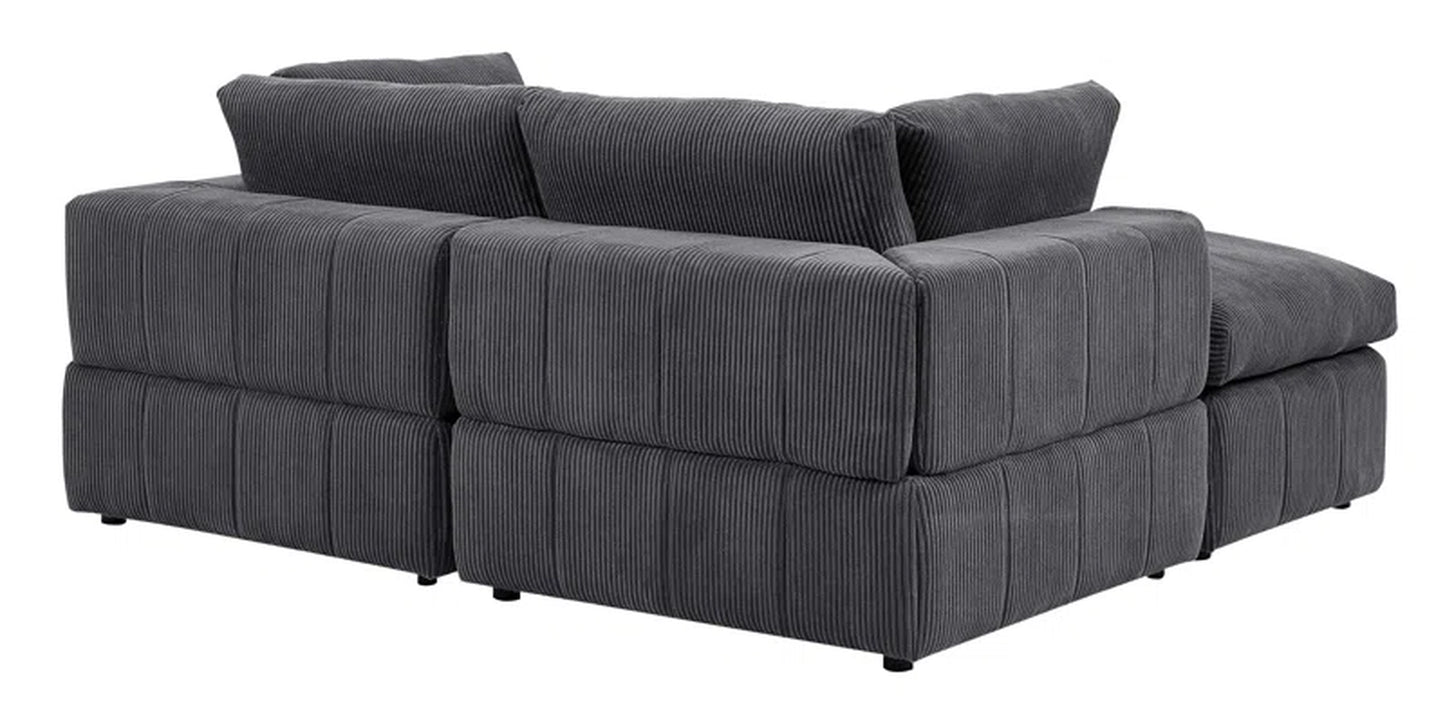 Andrielle Sophistication Grey Corduroy Couch