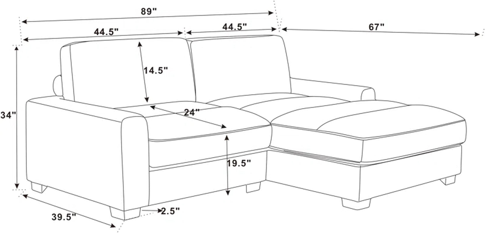 Orgell Harmony 2-Piece Sectional Corduroy Couch