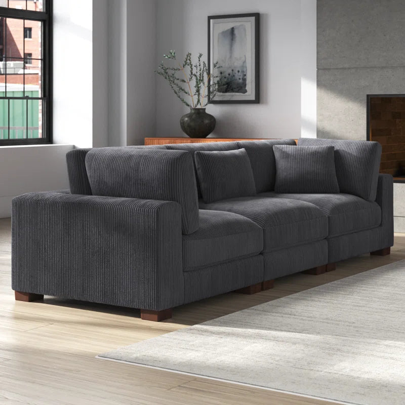 Assuntino Elegance 112'' Upholstered Sofa Corduroy Couch