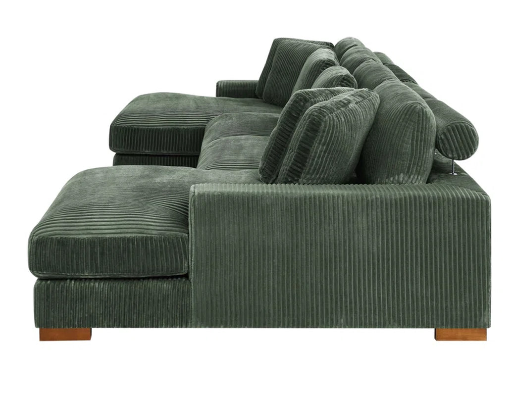 4 - Piece Upholstered Sectional Corduroy Couch