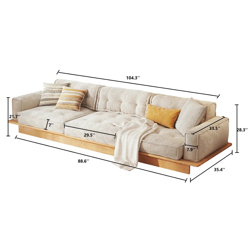 Family Style 104.3'' Large Oversized Corduroy Couch