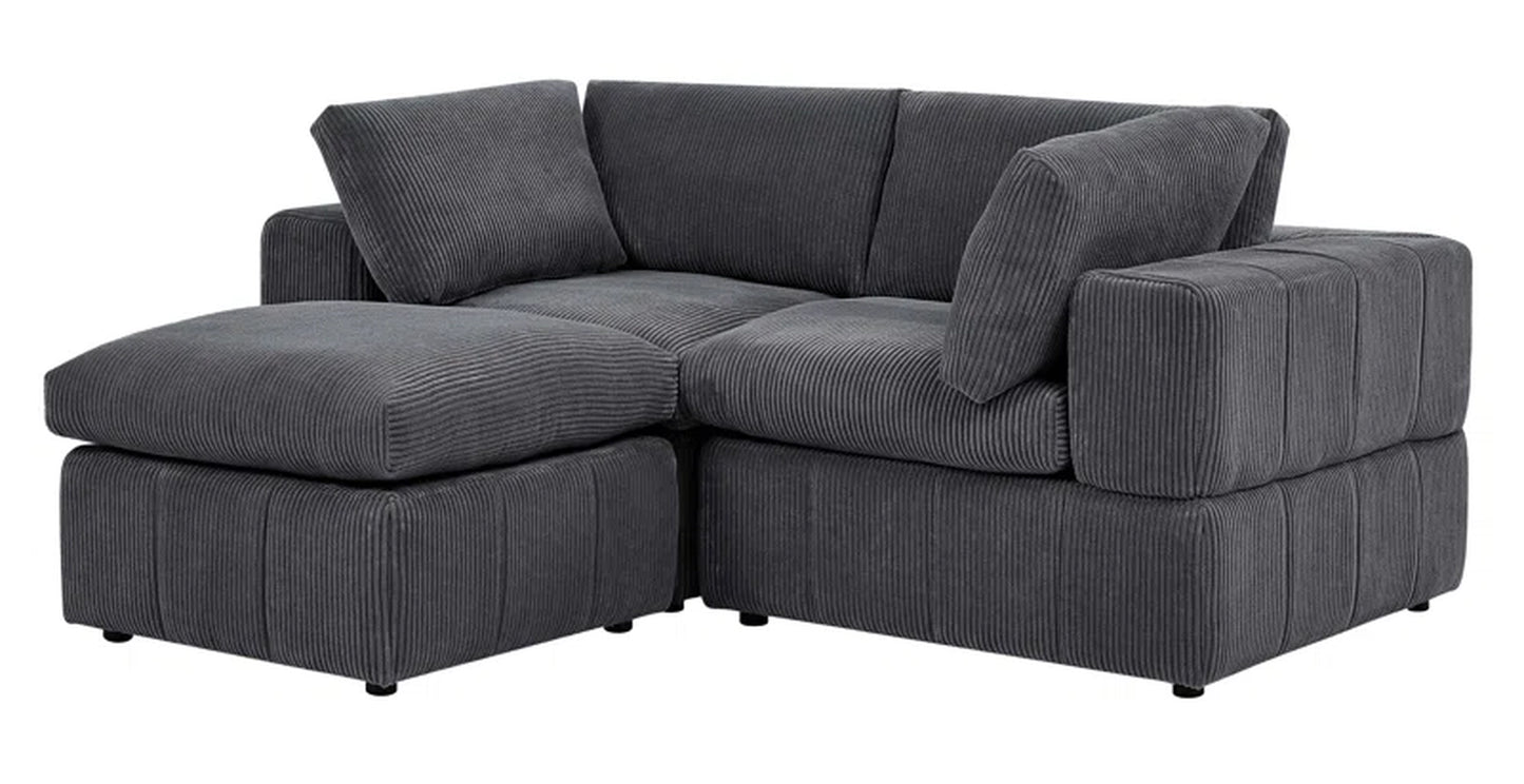 Andrielle Sophistication Grey Corduroy Couch