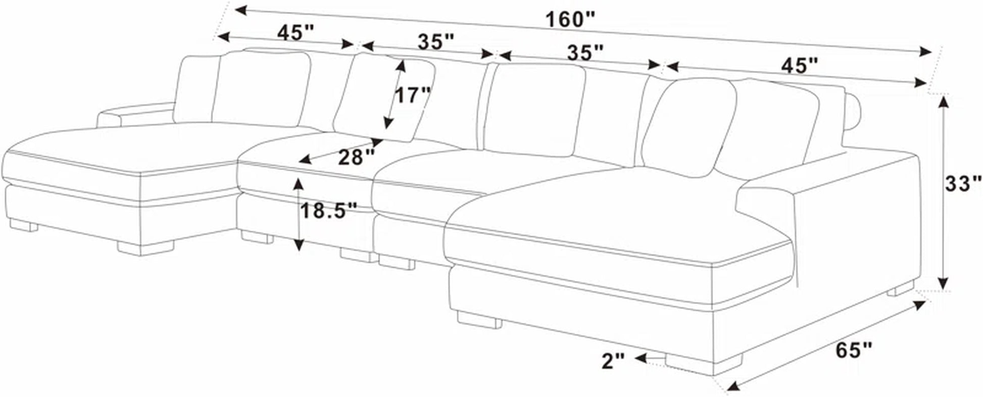 4 - Piece Upholstered Sectional Corduroy Couch