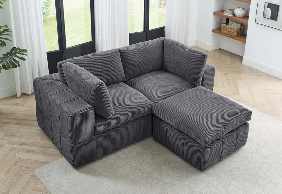 Andrielle Sophistication Grey Corduroy Couch