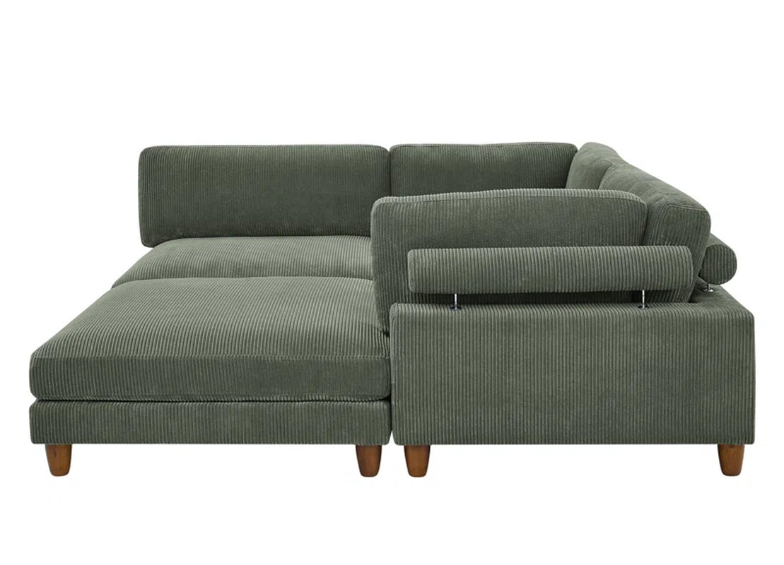 Barbarette Palatial 133.5'' Corduroy Reversible Modular Sectional Corduroy Couch