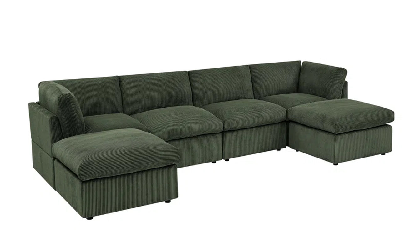 Amulya Deluxe 3-Piece Upholstered Sectional Corduroy Couch