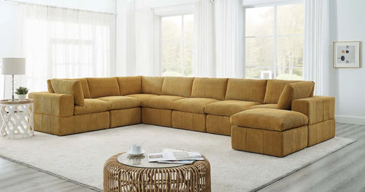 Aneea 8 - Piece Upholstered Sectional Corduroy Couch