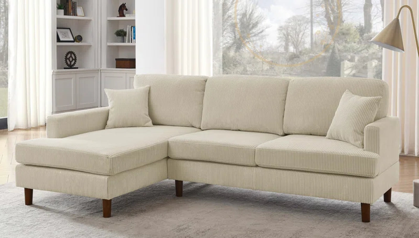 Bretonneux CozyNook 2 - Piece Upholstered Sectional Corduroy Couch